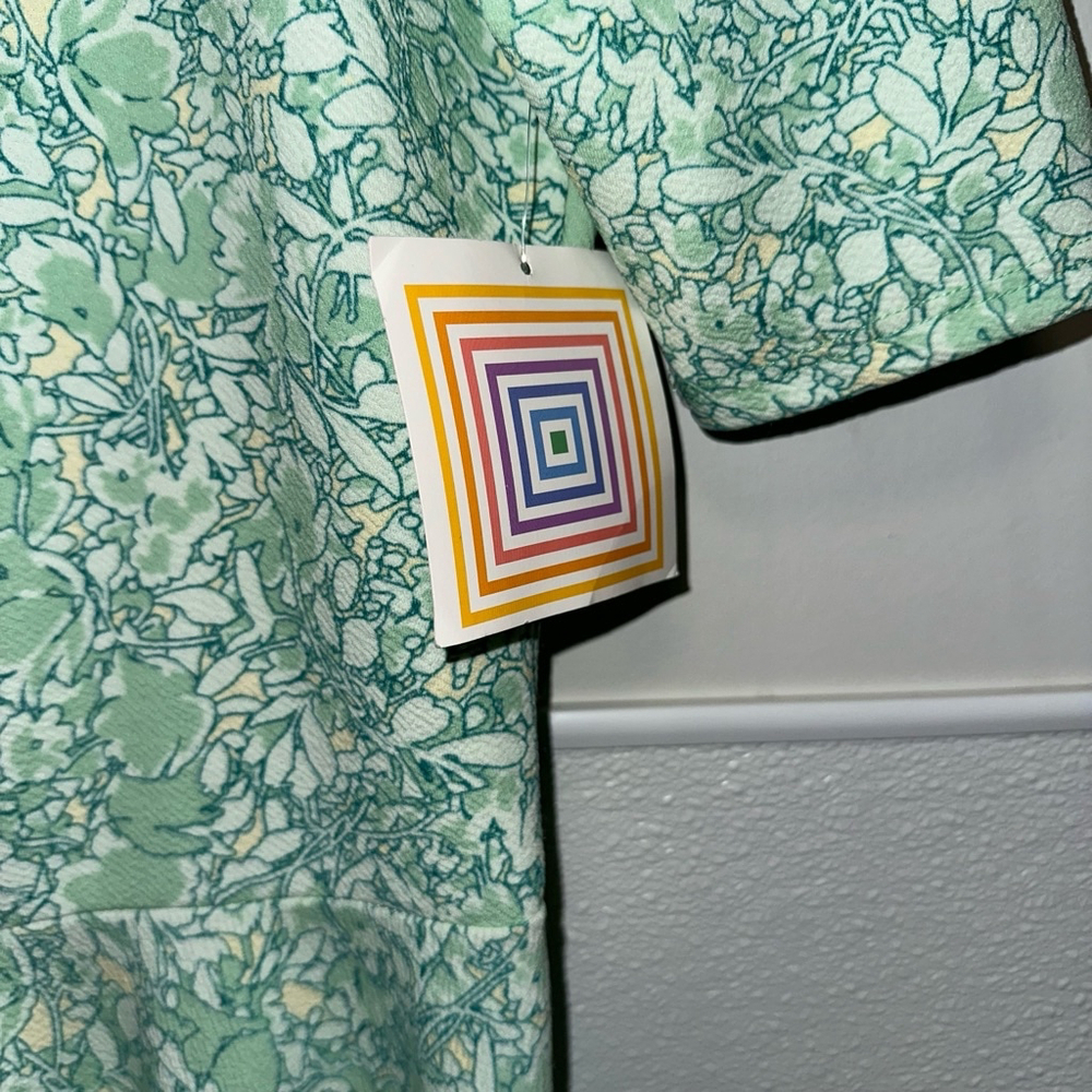NWT! LuLaRoe L Dress Green/Multi-Color Floral Print Fit & Flare - Picture 6 of 11